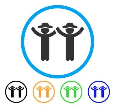 Hands Up Gentlemen Rounded Icon Stock Illustration