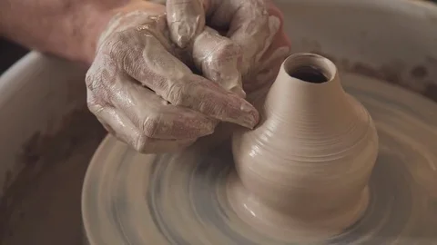 Hands gently create correctly shaped handmade from clay. Stock-Footage 83460639