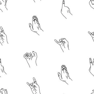 Hands gesture seamless background. Illustrazione stock