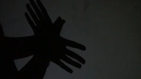 Hands gesture shadow like a bird on white background Stock-Footage 77161197