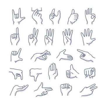 Hands Gestures Doodle Icons Illustrazione stock