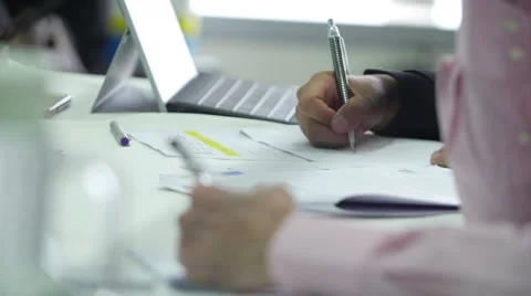 Hands gestures at meeting table Stock Footage 62184877
