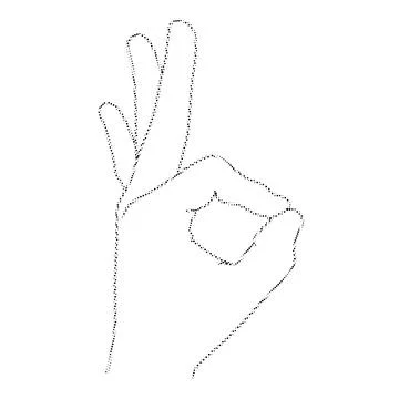 Hands gestures. Ok, good gesture. Vintage Halftone Collage element with hand Stock Illustration