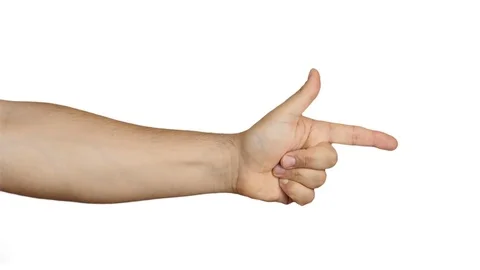 Hands gesturing finger gun isolated Video stock 76518436