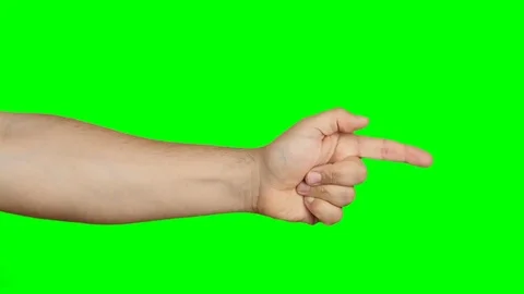 Hands gesturing finger gun isolated green screen Stock Footage 76518439