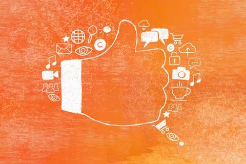 Hands gesturing thumbs up and down in form of thought bubble Stock Illustration