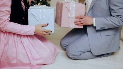 Hands that give a gift box, close-up Stock Footage 83608147