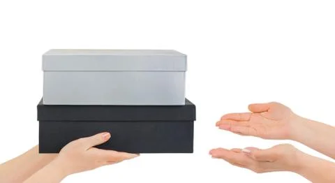 Hands giving box Stock Photos