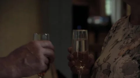 Hands with glasses at the buffet table Stock Footage 134373734