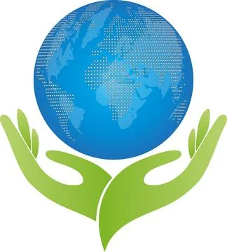 Hands, Globe, Earth, Logo Stock Illustration