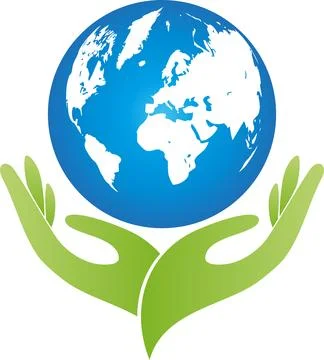 Hands, Globe, Earth, Logo Stock Illustration