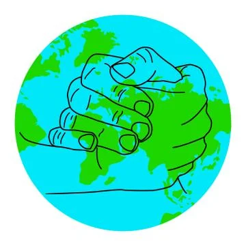 Hands with globe earth web isolated on white background. Stock Illustration