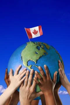 Hands On A Globe Stock Photos