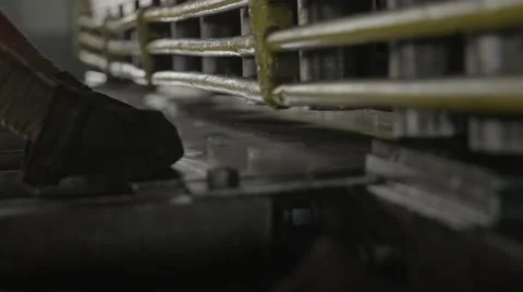 Hands in Gloves Served Under Press Sheet Metal Vídeos de archivo 68507638