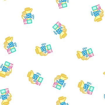 Hands with glowing bracelets vector seamless pattern Stock Illustration