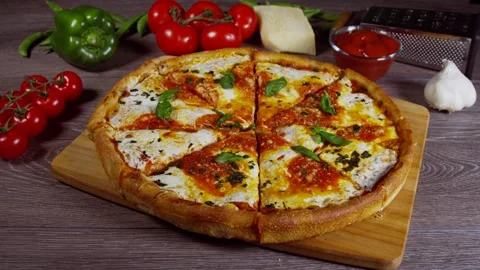 Hands Grabbing Pieces Of Pizza Stock Footage 243610854