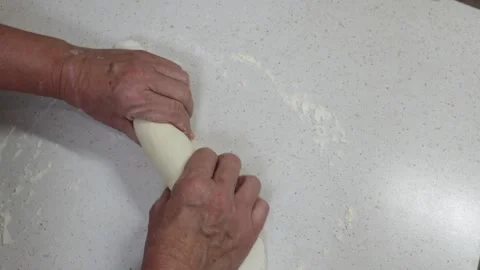 Hands of granny kneads dough. Stock Footage 238025982