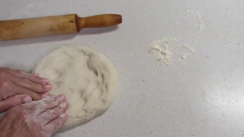 Hands of granny kneads dough. Stock Footage 238025993
