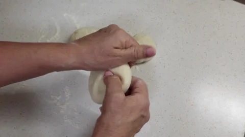 Hands of granny kneads dough. Stock Footage 238026012