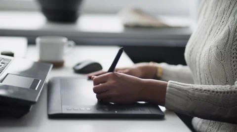 Hands on graphic tablet Stock Footage 56949423