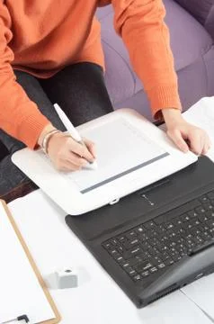 Hands on graphic tablet Stock Photos