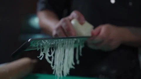 Hands Grating Fresh Mozzarella Cheese Stock Footage 293277646
