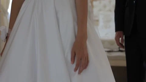 Hands groom embraces the bride Stock Footage 54474767