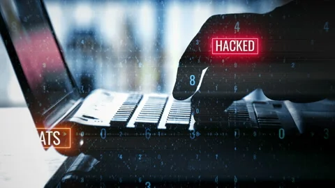 Hands hacking laptop Video stock 99702216