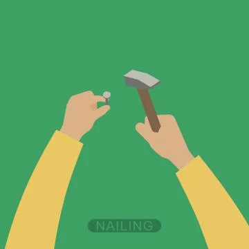 Hands with hammer Stock Illustration