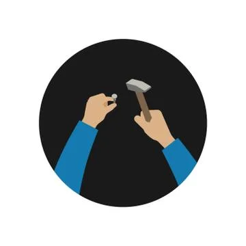 Hands with hammer Stock Illustration