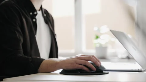 Hands hand drawing clicking click mouse pad computer designer designing Video stock 155157103