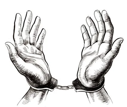Hands in handcuffs Illustrazione stock