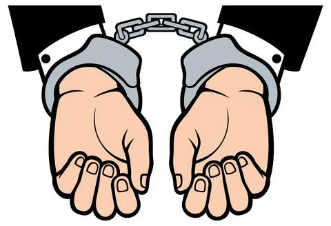 Hands in handcuffs Stock Illustration