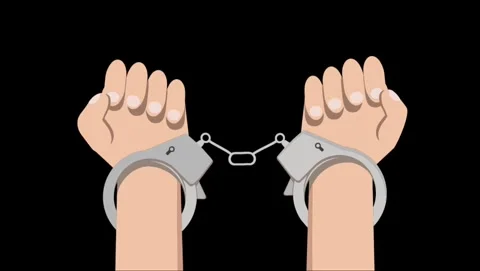 Hands in handcuffs locking 2d animation of arrest and crime justice concept Vídeos de archivo 344236814