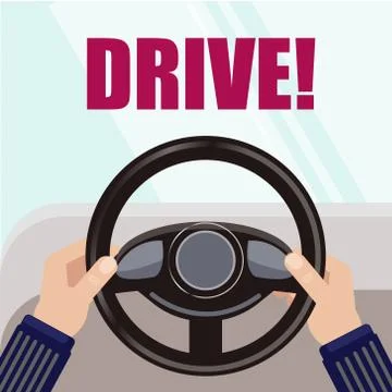 Hands on the handlebars. Driving school. The driver. Learning to drive a car Stock Illustration