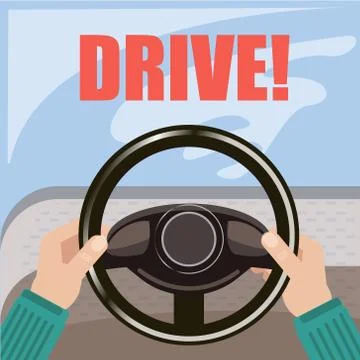 Hands on the handlebars. Driving school. The driver. Learning to drive a car Stock Illustration