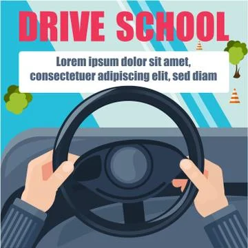 Hands on the handlebars. Driving school. The driver. Learning to drive a car Stock Illustration