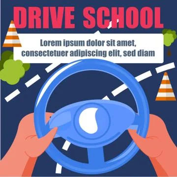 Hands on the handlebars. Driving school. The driver is driving Illustrazione stock