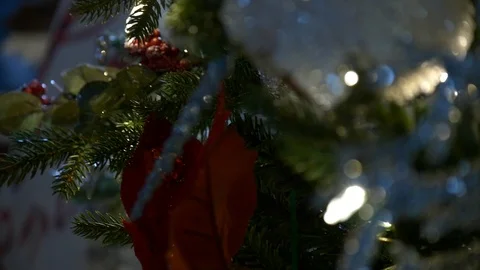 Hands hanging a bulb on a Christmas tree. Stock Footage 100649244