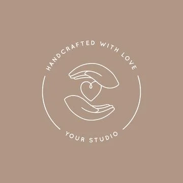 Hands with heart circle logo design. Love, care, sharing, charity, and medicine Stock Illustration