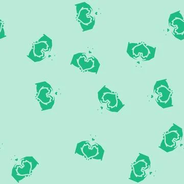 Hands heart gesture glyph vector seamless pattern Stock Illustration