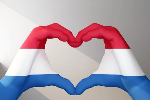 Hands in heart gesture painted in flag Netherlands Stock Illustration