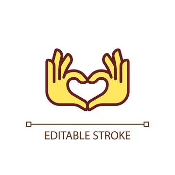 Hands heart gesture pixel perfect RGB color icon Stock Illustration