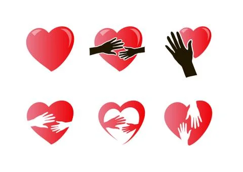 Hands with heart icon set Illustrazione stock