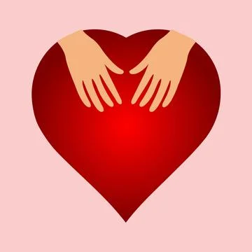 Hands on a heart Stock Illustration