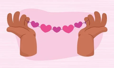 Hands with hearts Stock Illustration