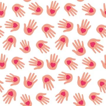 Hands with hearts. Seamless pattern. Ilustración de archivo