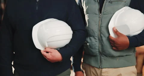 Hands, helmet and people in workshop for carpentry, safety compliance and timber Stock Footage 341311084
