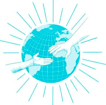 Hands for help in blue tones Stock Illustration