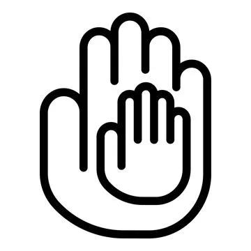 Hands help reliability icon, outline style Stock Illustration